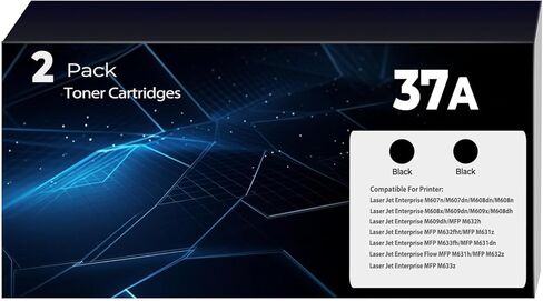 خراطيش حبر 37A بديلة لسلسلة Enterprise M607، M608، M609 لحبر HP 37A 37X (مع رقاقة) CF237A CF237X تعمل مع طابعة Enterprise MFP M631، M632، M633 Series 2Pack(2BK) in Kuwait