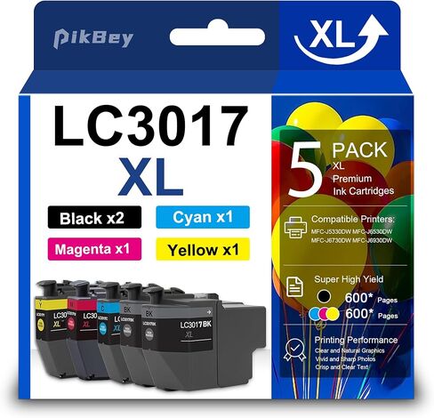 LC3017 Ink Cartridges High Yield Color Ink 5-Pack Replacement for Brother LC3017 XL Ink Cartridges Work with MFC-J5330DW MFC-J6530DW MFC-J6730DW MFC-J6930DW (LC3017BK/LC3017C/LC3017M/LC3017Y) in Kuwait