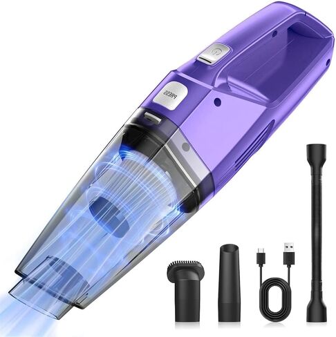 Handheld Vacuum Cordless,Car Vacuum Cleaner Portable Wireless with LED Light Washable HEPA Filter,Low-Noise Lightweight Mini Hand Vacuum Cordless Rechargeable for Car,Office and Home Cleaning in Saudi Arabia