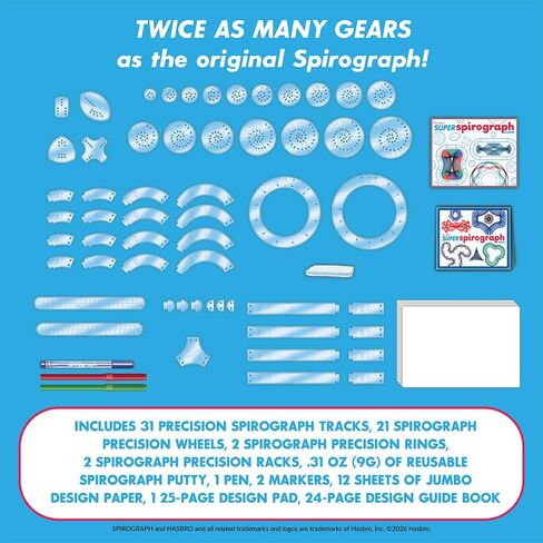 Spirograph with Markers, Arts and Crafts, Kids Toys, Art Supplies, Craft Supplies, Drawing Kit, Spiral Art, Classic Gear Design Kit, Markers, Design Sheet Included, Ages 8+ in Kuwait