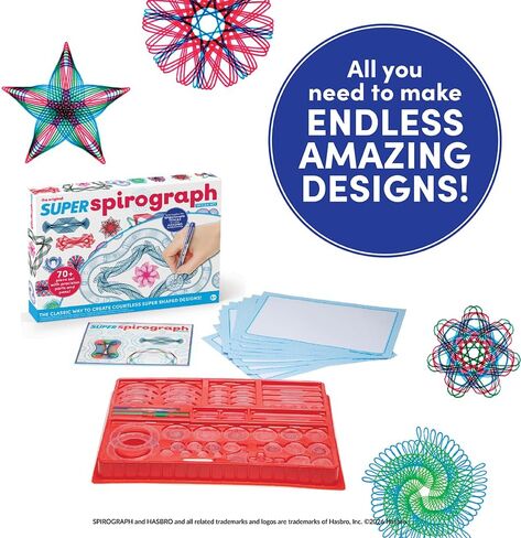 Spirograph with Markers, Arts and Crafts, Kids Toys, Art Supplies, Craft Supplies, Drawing Kit, Spiral Art, Classic Gear Design Kit, Markers, Design Sheet Included, Ages 8+ in Kuwait