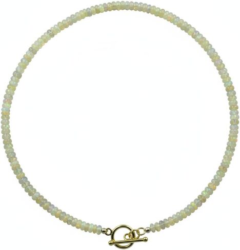 Ratnavali Arts Beaded Gemstone Necklace for Women Toggle Clasp, Colorful Boho Bead Choker Natural Stone Surfer Beach Necklaces 14K Gold Plated Silver Summer Handmade Jewelry in Saudi Arabia