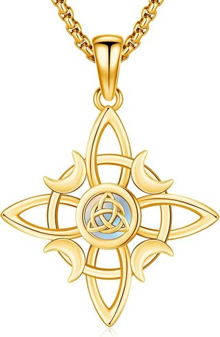 الساحرات عقدة قلادة نودو دي بروجا بلاتا 925 الأصلي الفضة الاسترليني الصليب القمر حجر القمر قلادة عيد ميلاد الوثنية الويكا مجوهرات عيد الميلاد الإيمان الديني هدايا للنساء زوجة أمي in Kuwait