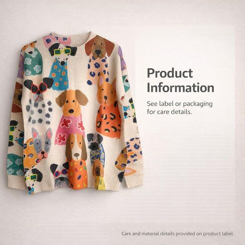 Women’s Colorful Dog Print Knit Sweater – Cozy Long-Sleeve Pullover, Soft Casual Jumper for Dog Lovers & Pet Moms in Saudi Arabia