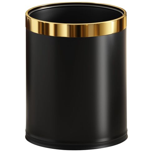 LEASYLIFE 2.6Gallon/10L Brass Open top Stainless Steel Trash can，Small Garbage can，Wastebasket for Hotel，Office，Metal Trash bin Without lid for livingroom，Bedroom (Gold) in Kuwait