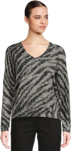 Elliott Lauren Womens Zebra Crossing - Printed V-Neck Sweater in Kuwait