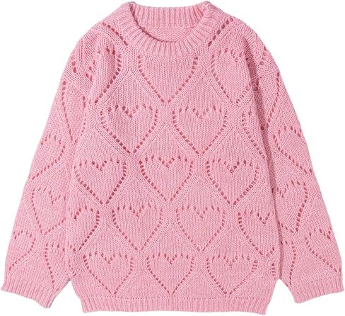 Floerns Women's Heart Hollow Out Fall Sweater Crewneck Trendy Winter Knit Pullover Tops in Saudi Arabia
