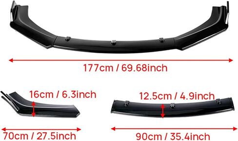 Front Bumper Lip Splitter Spoiler Glossy Black Fit for Chevy Malibu 2016-2018 in Kuwait