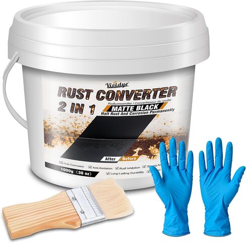 2 in 1 Rust Converter & Metal Primer, 36oz Matte Black Water-Based Rust Remover Paint for Metal, Trailer, Truck, Chassis, Frame, Rust Inhibitor and Encapsulator, Easy Application, Long-Lasting in Kuwait