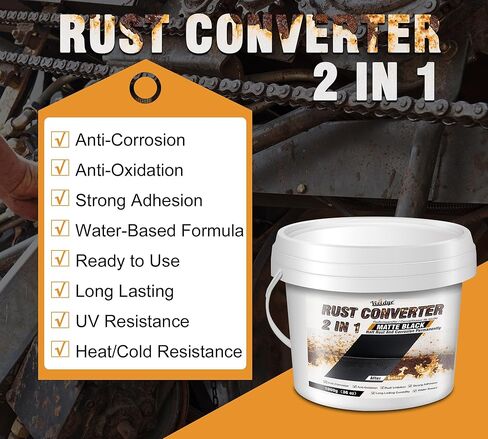 2 in 1 Rust Converter & Metal Primer, 36oz Matte Black Water-Based Rust Remover Paint for Metal, Trailer, Truck, Chassis, Frame, Rust Inhibitor and Encapsulator, Easy Application, Long-Lasting in Kuwait
