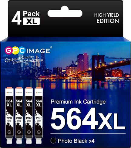 GPC Image Compatible 564XL Ink Cartridge HP Printers Replacement for HP 564XL 564 XL Ink Cartridge Combo Pack Compatible with Photosmart 7510 7515 7520 7525 C309a C410a C510a Printer (4 Photo Black) in Saudi Arabia