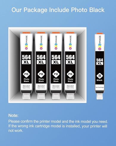 GPC Image Compatible 564XL Ink Cartridge HP Printers Replacement for HP 564XL 564 XL Ink Cartridge Combo Pack Compatible with Photosmart 7510 7515 7520 7525 C309a C410a C510a Printer (4 Photo Black) in Saudi Arabia