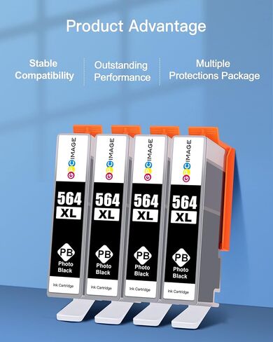 GPC Image Compatible 564XL Ink Cartridge HP Printers Replacement for HP 564XL 564 XL Ink Cartridge Combo Pack Compatible with Photosmart 7510 7515 7520 7525 C309a C410a C510a Printer (4 Photo Black) in Saudi Arabia