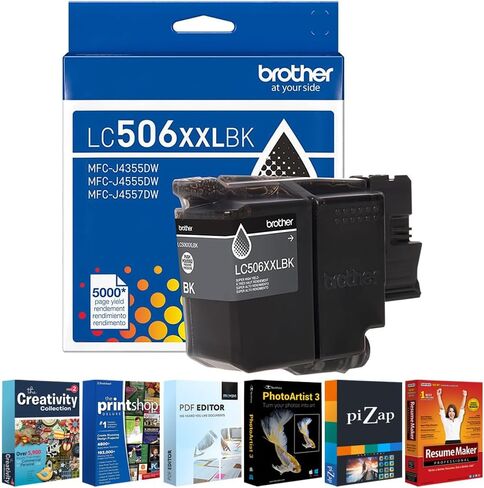 Brother Genuine LC506XXLBKS Super High Yield Black Ink Cartridge for MFC-J4355DW, MFC-J4555DW, MFC-J6560DW, MFC-J6960DW, MFC-J6975DW with Tech Smart USA Printer Essentials Download Card for PC in Saudi Arabia
