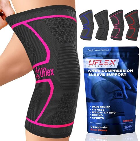 UFlex Athletics Knee Compression Sleeve Support for Women and Men - Knee Brace for Pain Relief, Fitness, Weightlifting, Hiking, Sports in Kuwait