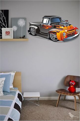 ملصق جداري من الفينيل قابل للإزالة/تغيير الموضع من Hot Rod Kids، رسم فني قابل للتقشير واللصق (22 بوصة × 41 بوصة) in Kuwait