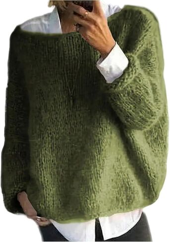 SHENHE Women's Fall Oversized Sweater Jumper Boat Neck Drop Shoulder Loose Knit Casual Jumper in Saudi Arabia