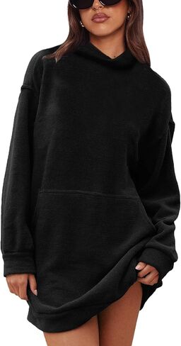 Turtleneck Pullover Sweater for Women 2024 Casual Long Sleeve Chenille Jumper Knit Top with Pockets in Kuwait