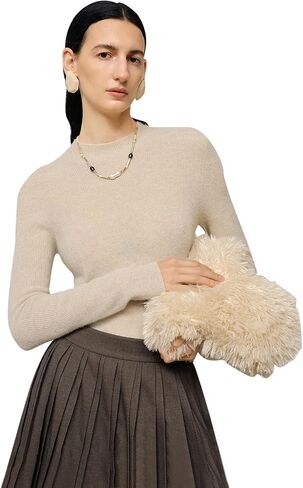 Women’s Soft Shimmer Cashmere Crewneck Sweater, Skin-Friendly Lightweight Knit Pullover for Comfortable Daily Wear in Saudi Arabia