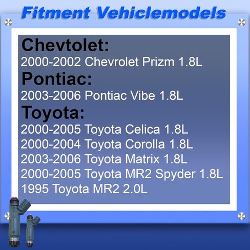 23250-22040 حاقن الوقود 12 فتحة متوافقة مع 2000-2004 تويوتا كورولا 1.8 لتر، لسيارة 2000-2002 شيفروليه بريزم 1.8 لتر، لسيارة تويوتا ماتريكس 1.8 لتر 2003-2006، استبدال # 23250-0D040، مجموعة من 4 in Kuwait