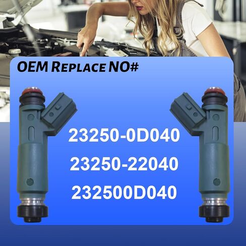 23250-22040 حاقن الوقود 12 فتحة متوافقة مع 2000-2004 تويوتا كورولا 1.8 لتر، لسيارة 2000-2002 شيفروليه بريزم 1.8 لتر، لسيارة تويوتا ماتريكس 1.8 لتر 2003-2006، استبدال # 23250-0D040، مجموعة من 4 in Kuwait