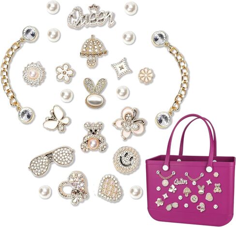 Bag Charms for Bogg Bag Accessories 25PCS Bling Acrylic Decorative Bogg Bag Charms for Beach Tote Rubber Bag Accessories in Kuwait