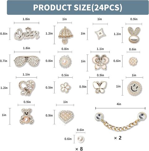 Bag Charms for Bogg Bag Accessories 25PCS Bling Acrylic Decorative Bogg Bag Charms for Beach Tote Rubber Bag Accessories in Kuwait