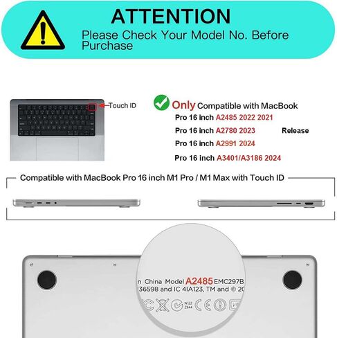 Compatible with MacBook Pro 16-inch, Hard Shell Case with Keyboard Cover and Screen Protector (A2485, M1 / A2780 M2 / A2991 M3 / A3403 A3186 M4, 2021-2025 Release) - Caduceus MC23371 in Saudi Arabia