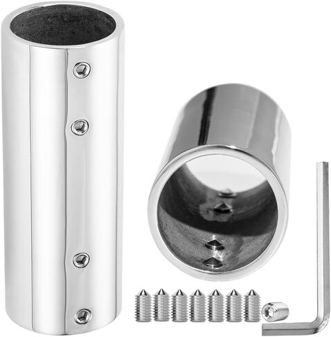 Handrail Straight Pipe Fitting Connector,AICWIOO 1 Inch 316 Stainless Steel Emt 2-Way Tube Connector Heavy Duty Bimini Top Hardware Conduit Connector for Deck Yacht/DIY project（2PCS） in Saudi Arabia