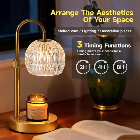Gold Candle Warmer Lamp with Timer Dimmable, Birthday Gifts for Women Mom, House Warming Gifts New Home Decor, Wax Melt Warmer for Jar Candles in Saudi Arabia