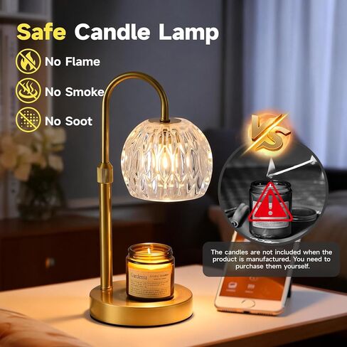 Gold Candle Warmer Lamp with Timer Dimmable, Birthday Gifts for Women Mom, House Warming Gifts New Home Decor, Wax Melt Warmer for Jar Candles in Saudi Arabia