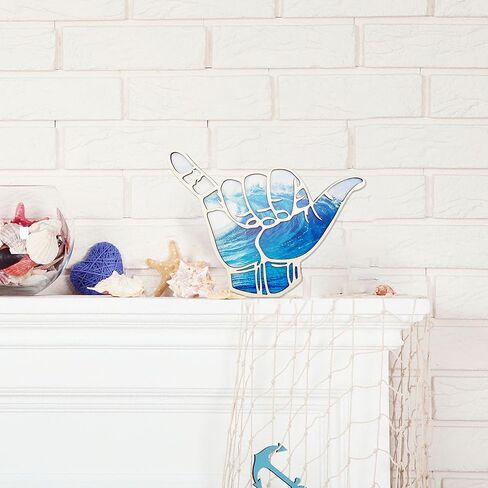 Wooden Shaka Wall Sign Hang Loose Sign Hawaii Aloha Surfer Hand Sign Nursery Room Decor Surf Wall Decor for Home Living Room Bathroom Bedroom and Nursery in Kuwait