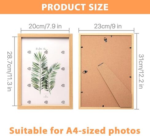 A4 Picture Frame for Wall|Photo Frame for Wall Photo Display, Gallery Wall or Photo Wall Arrangements | Standard A4 Frame Available in Black, White, Wood Colors (Natural wood, 8x12) in Saudi Arabia