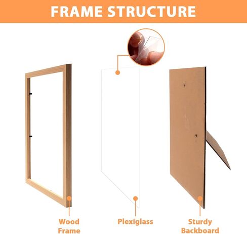 A4 Picture Frame for Wall|Photo Frame for Wall Photo Display, Gallery Wall or Photo Wall Arrangements | Standard A4 Frame Available in Black, White, Wood Colors (Natural wood, 8x12) in Saudi Arabia
