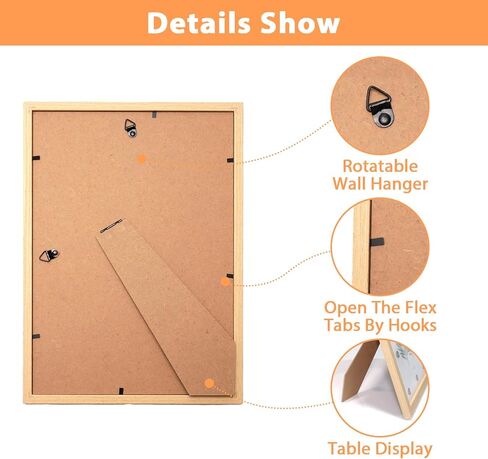 A4 Picture Frame for Wall|Photo Frame for Wall Photo Display, Gallery Wall or Photo Wall Arrangements | Standard A4 Frame Available in Black, White, Wood Colors (Natural wood, 8x12) in Saudi Arabia
