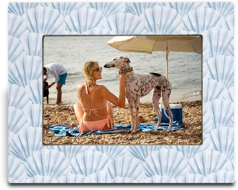 إطار صورة صدف ساحلي أزرق من SNNDER مقاس 4 × 6، إطار صور شاطئ بريبي، إطارات صور خشبية بحرية على شكل قذائف زرقاء لتزيين عرض الحائط على سطح الطاولة in Kuwait