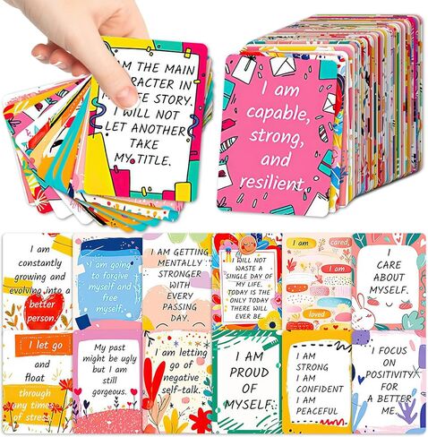 50 Pcs Positive Affirmations Cards, 2.52 * 3.5 Inch Inspirational Motivational Cards for Women, Employees Coworkers, and Kids, Blank Back in Kuwait