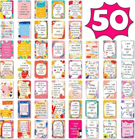 50 Pcs Positive Affirmations Cards, 2.52 * 3.5 Inch Inspirational Motivational Cards for Women, Employees Coworkers, and Kids, Blank Back in Kuwait