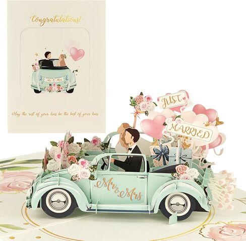 Happy Wedding Card, Just Married Mr and Mrs Milestone Pop Up Greeting Card for Marriage, Soulmates, Celebration, Being Together, Congratulations for Couples, Husband, Wife in Saudi Arabia