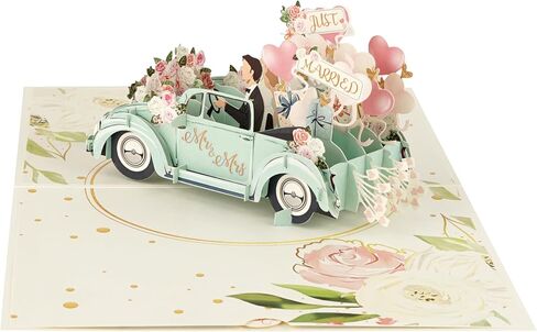 Happy Wedding Card, Just Married Mr and Mrs Milestone Pop Up Greeting Card for Marriage, Soulmates, Celebration, Being Together, Congratulations for Couples, Husband, Wife in Saudi Arabia