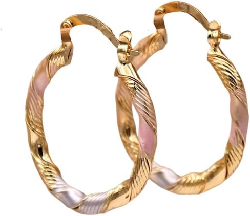 Dainty Hoop Earrings for Women Sparkling Cooper 14K Gold Plated Lightweight Womens Twisted Huggie Hoop Earrings 23mm in Saudi Arabia