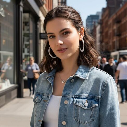 Rhinestone Hoop Earrings for Women, 2.92in Large Hoop Earrings Sparkly Big Hoops Earing for Wedding Party Outfits Christmas Birthday New Year in Kuwait