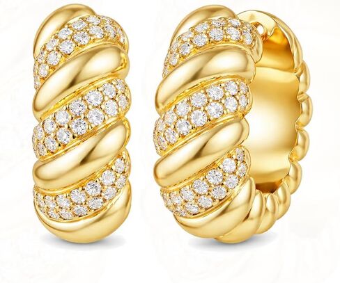 Sterling Silver Gold Hoop Earrings for Women, Sculptural/Twisted/Double-Side Red Huggies Earrings for Women, Statement Jewelry Christmas Gift for Women Birthday Anniversary in Kuwait