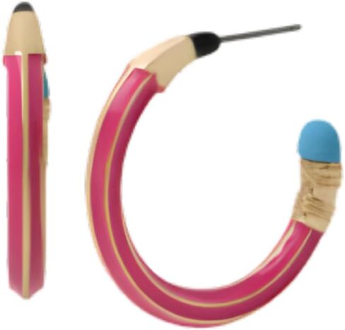 Betsey Johnson Women's Pencil Hoop Earrings - Pink in Saudi Arabia