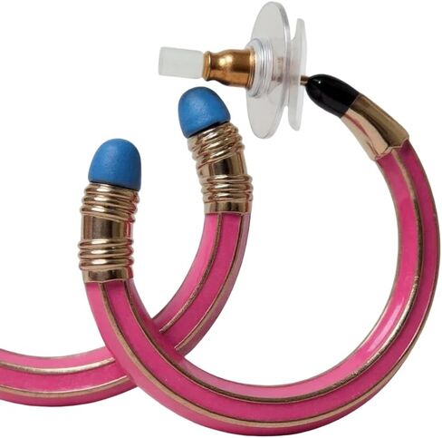Betsey Johnson Women's Pencil Hoop Earrings - Pink in Saudi Arabia