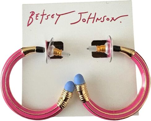 Betsey Johnson Women's Pencil Hoop Earrings - Pink in Saudi Arabia