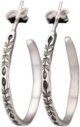 Hoop Earrings, Handmade Jewelry, Hypoallergenic Jewelry Gifts for Her, Stamped Everyday Earrings in Saudi Arabia