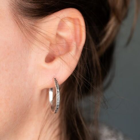 Hoop Earrings, Handmade Jewelry, Hypoallergenic Jewelry Gifts for Her, Stamped Everyday Earrings in Saudi Arabia