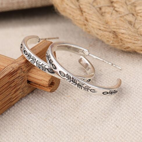 Hoop Earrings, Handmade Jewelry, Hypoallergenic Jewelry Gifts for Her, Stamped Everyday Earrings in Saudi Arabia