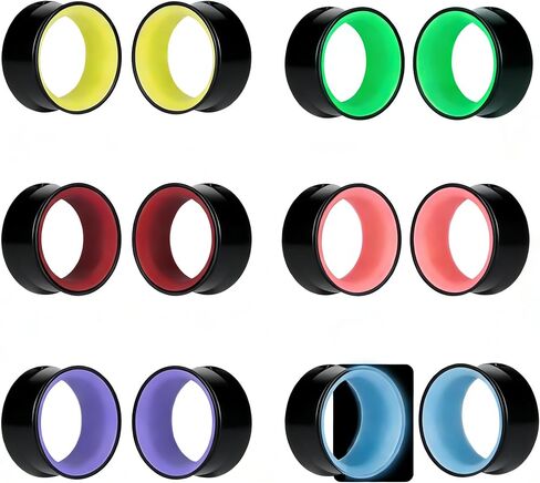 12PCS Stainless Steel Ear Gauges Plugs Double Flare Mix Color Flesh Tunnels Ear Stretcher Expander Body Jewelry for Women and Men in Kuwait